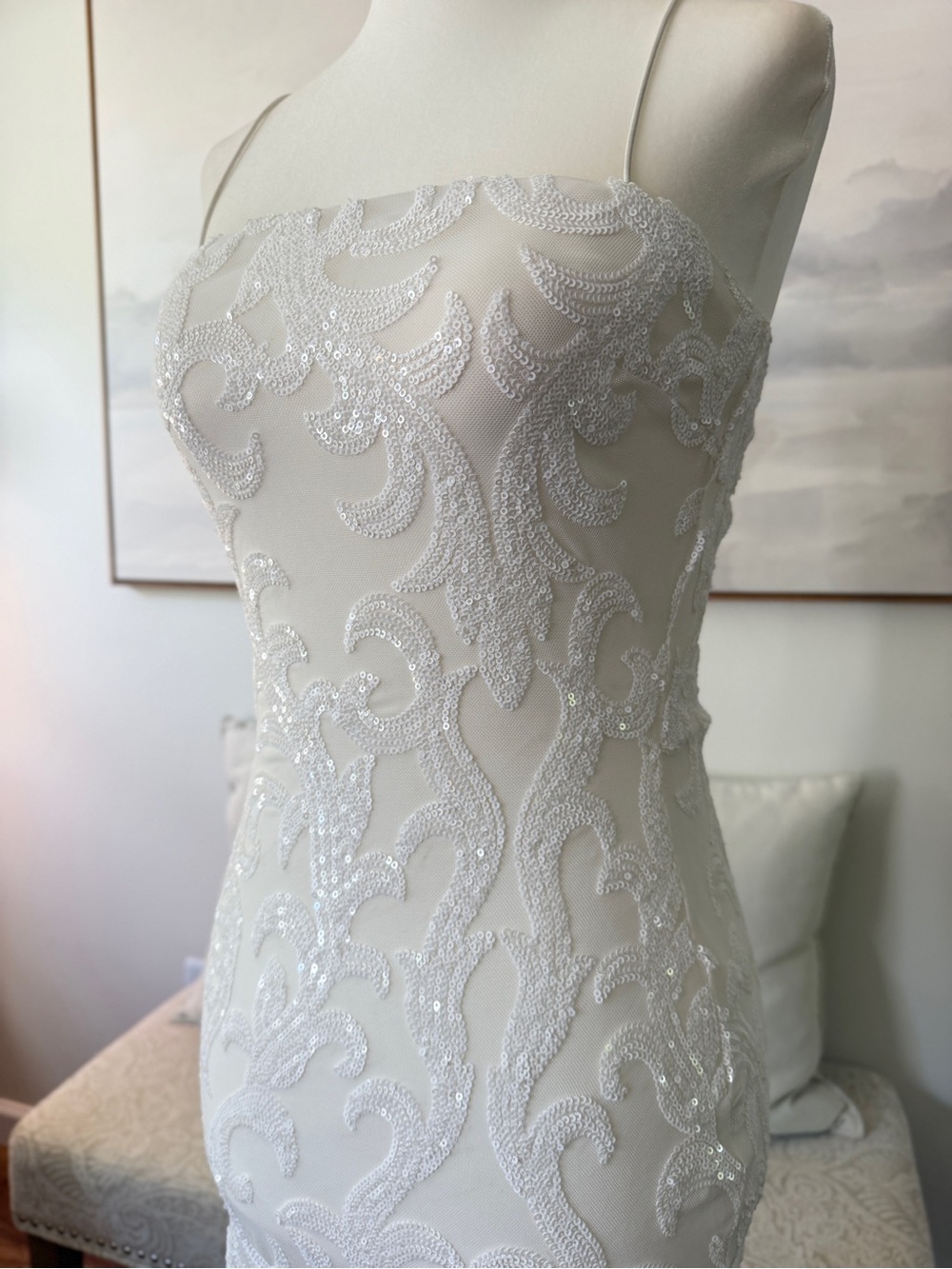🤍White Sequin Mini Dress Windsor TTS Small